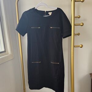 J. Crew Black Mini Dress with Gold Zippers